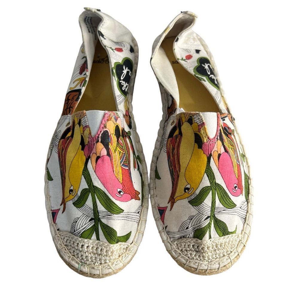 Sakroots Tropical Bird Print Espadrilles Womens 9M Flats Canvas Shoes Beach